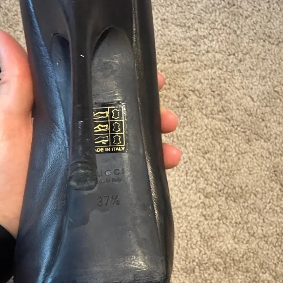 Gucci Black Leather Peep-Toe Heels - Picture 7 of 7